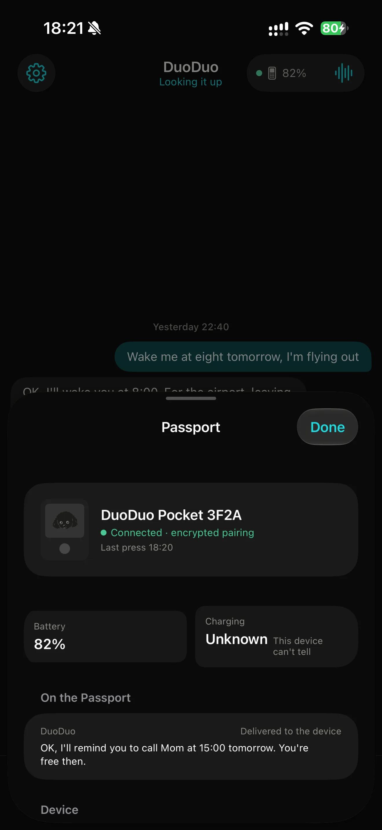 DuoDuo Pocket app screen: Passport